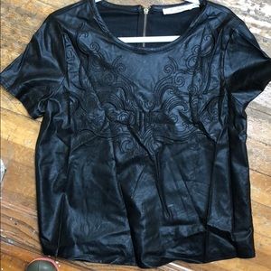Faux leather t shirt